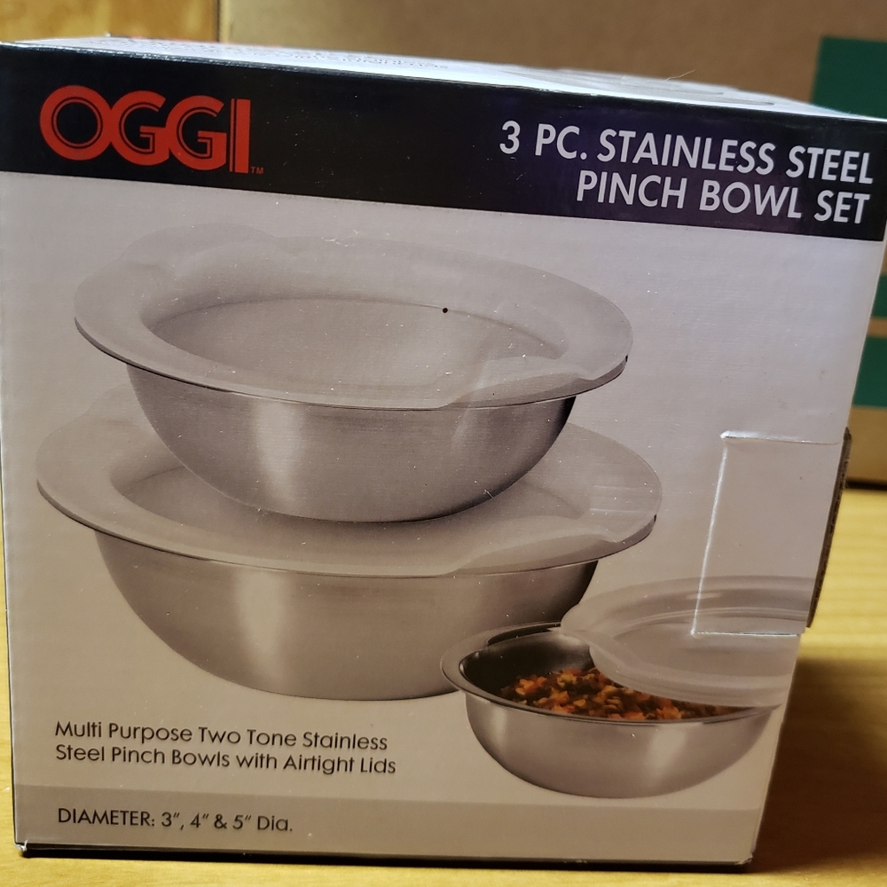 3PC Stainless Steel Prep Bowls w/ Lids